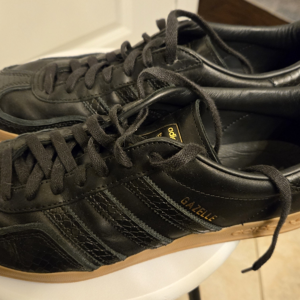 Adidas Gazelle Black Sneakers with Gold Details